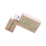 Pen USB quadrada de madeira de bambu com tampa personalização total cor madeira clara