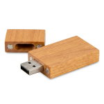 Pen USB quadrada de madeira de bambu com tampa personalização total cor madeira escura