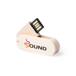 Pen USB giratória fina com corpo feito de madeira personalização total cor madeira clara
