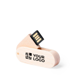 Pen USB giratória fina com corpo feito de madeira personalização total cor madeira clara vista principal