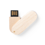 Pen USB giratória fina com corpo feito de madeira personalização total
