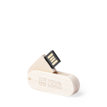 Pen USB giratória fina com corpo feito de madeira personalização total vista principal