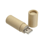 Pen USB sustentável cilíndrica cartão reciclado personalização total cor natural