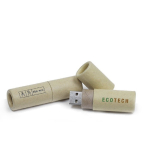 Pen USB sustentável cilíndrica cartão reciclado personalização total cor natural