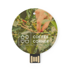 Pen USB redonda feita de cartão reciclado personalização total cor natural