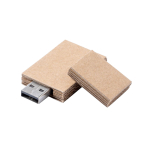Pen USB com tampa e corpo de cartão reciclado personalização total cor bege
