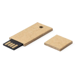 Pen USB retangular de cartão reciclado personalização total cor natural