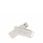 Pen USB com corpo e clipe feitos de metal personalização total cor prateado vista principal
