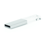 Pen USB de metal e vidro com luz LED ao ligar personalização total cor prateado