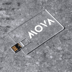 Cartão USB transparente personalização total nos 2 lados cor marrom alaranjado