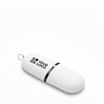 Pen USB de plástico em forma de cápsula personalização total cor branco vista principal