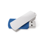 USB giratória clipe de alumínio forma retangular personalização total cor azul