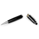 Caneta USB elegante ponteira táctil, tinta preta personalização total cor preto