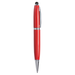 Caneta USB elegante ponteira táctil, tinta preta personalização total cor vermelho