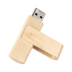 Pen drive giratória de madeira com USB Tipo-C personalização total cor madeira clara