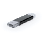 Pen USB de alumínio com Micro-USB e Tipo-C personalização total cor preto