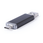 Pen USB de alumínio com Micro-USB e Tipo-C personalização total cor preto