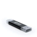 Pen USB de alumínio com Micro-USB e Tipo-C personalização total cor preto vista principal
