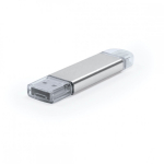 Pen USB de alumínio com Micro-USB e Tipo-C personalização total cor prateado