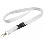 Lanyard a cores personalizado com fivela, fabricado na Europa cor branco