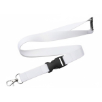 Lanyard com fivela e fecho de segurança custom made fabricado na Europa cor branco