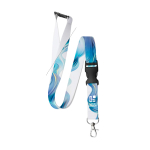 Lanyard com fivela e fecho de segurança custom made fabricado na Europa cor branco vista principal