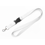Lanyard de RPET a cores, por medida, com fivela, feito na Europa cor branco