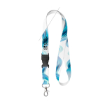 Lanyard de RPET a cores, por medida, com fivela, feito na Europa cor branco vista principal