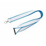 Lanyard dupla camada custom made com fecho de segurança fabricado na UE cor ciano
