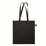 Saco de compras de algodão Fairtrade com fole 180 g/m2 cor preto