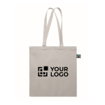 Saco de compras de algodão Fairtrade com fole 180 g/m2 cor cinzento vista principal