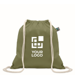 Saco de cordão de algodão com fecho franzido 180 g/m2 cor verde-escuro vista principal