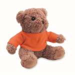 Ursinho de peluche com t-shirt colorida personalizável cor cor-de-laranja