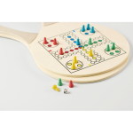 Raquetes de praia de madeira com jogos e saco de malha rPET cor madeira vista fotografia