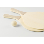 Raquetes de praia de madeira com jogos e saco de malha rPET cor madeira vista fotografia