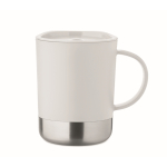Caneca de plástico com base de aço inoxidável 300 ml cor branco