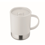 Caneca de plástico com base de aço inoxidável 300 ml cor branco segunda vista