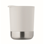 Caneca de plástico com base de aço inoxidável 300 ml cor branco sexta vista