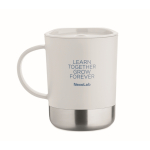 Caneca de plástico com base de aço inoxidável 300 ml cor branco vista principal