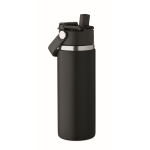 Garrafa de aço inoxidável de parede dupla com palhinha 500 ml cor preto