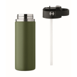 Garrafa de aço inoxidável de parede dupla com palhinha 500 ml cor verde-escuro