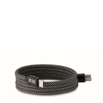 Cabo magnético trançado de rPET Tipo-C de 60 W, 1 m cor branco/preto vista principal