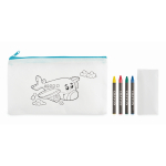 Estojo non-woven para criança para colorir com 4 lápis cor azul-claro segunda vista