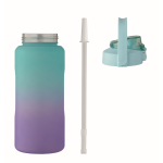 Garrafa de rPET antifugas com palhinha e tampa rebatível 2 L cor turquesa nona vista