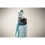 Garrafa de rPET antigotas com palhinha e tampa rebatível 700 ml cor azul-claro transparente vista fotografia quarta vista