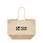 Saco de praia de algodão com juta e fecho de correr 280 g/m2 cor bege vista principal