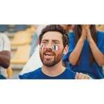 Barra de pintura corporal de várias bandeiras em estojo cor azul real vista conjunto