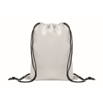 Mochila de cordão preto de poliéster rPET para criança cor branco