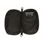 Estojo para chaves de rPET com fecho de correr e 5 anéis cor preto terceira vista