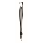 Lanyard refletor de rPET com fecho de segurança e grossura de 2,5 cm cor preto